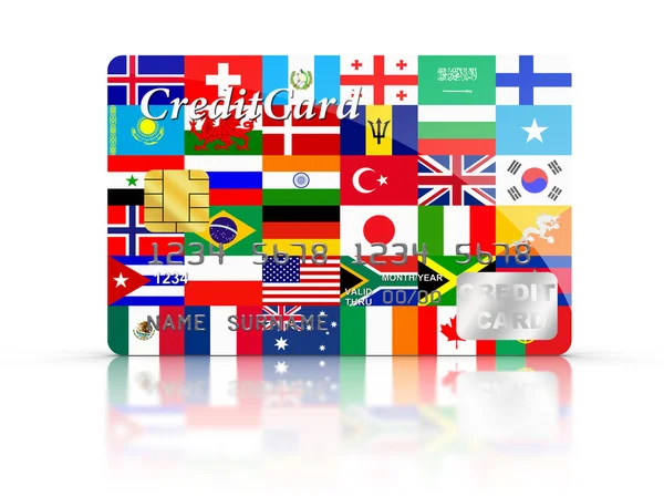 Credit Card covered with Flags. — Stock Photo, Image