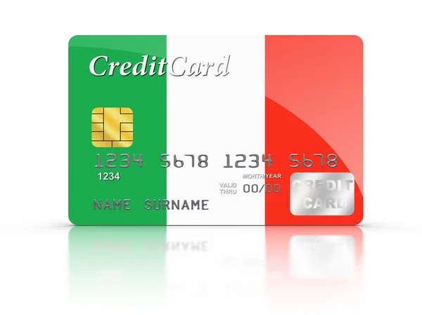 Creditcard bedekt met Italië vlag. — Stockfoto