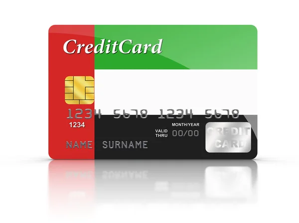 Kreditkort omfattas med Förenade Arabemiraten flagga. Royaltyfria Stockfoton