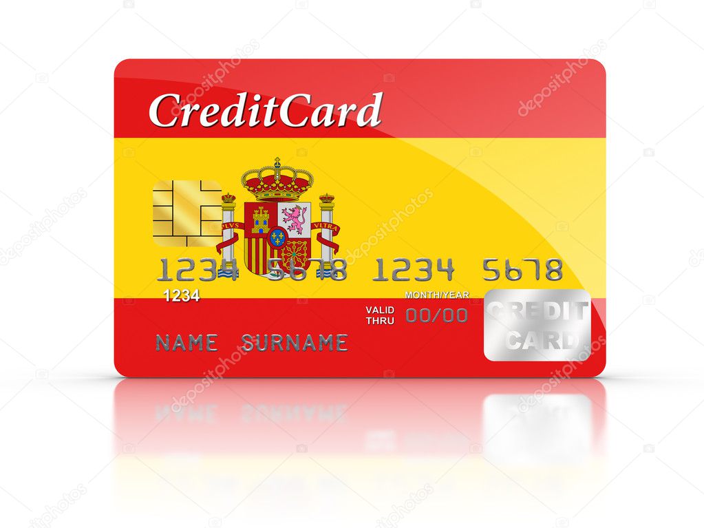 Credit Card covered with Spain flag.