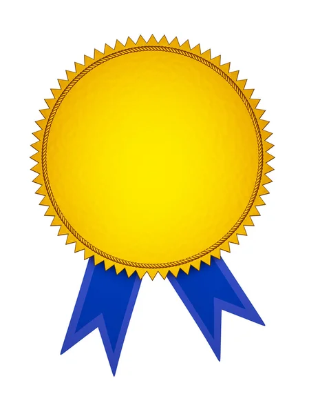 Gold Award Medal with Blue Ribbon — Stock Photo, Image