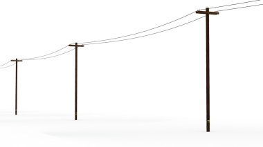 3D render elektrik direkleri