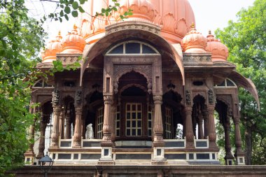 Arches and Pillars of Boliya Sarkar ki Chhatri, Indore, Madhya Pradesh. Also Known as Malhar Rao Chhatri. Indian Architecture. Ancient architecture of Indian temple.