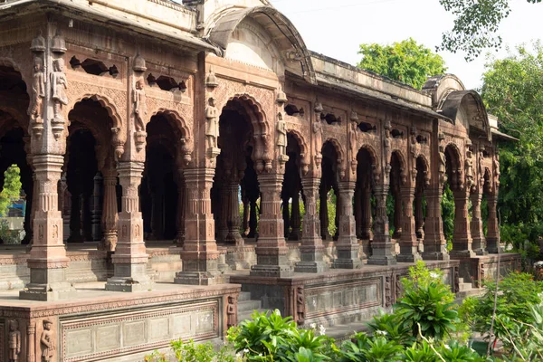 Pillars & Arches of Krishnapura Chhatri, Indore, Madhya Pradesh. Indian Architecture. Ancient Architecture of Indian temple.