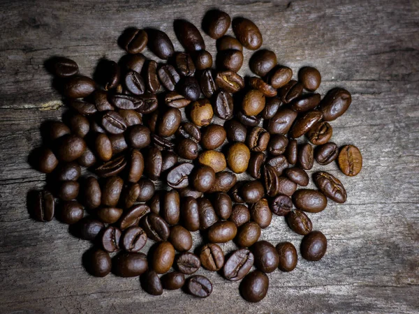 Coffee Beans Old Wooden Floor —  Fotos de Stock