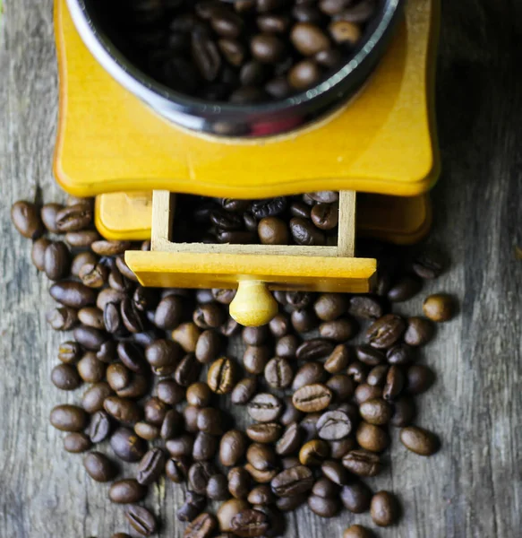 Coffee Beans Old Wooden Floor — Foto de Stock