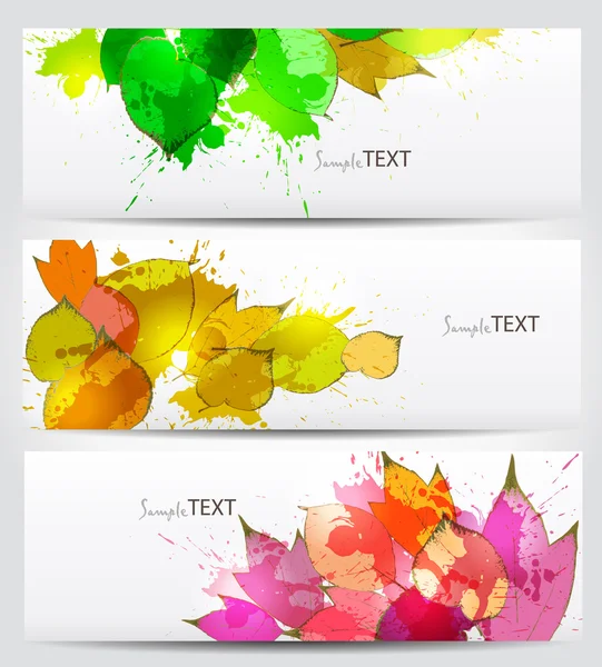 Abstracte artistieke achtergrond met florale element en kleurrijke blots. set van abstracte kaarten. — Stockvector