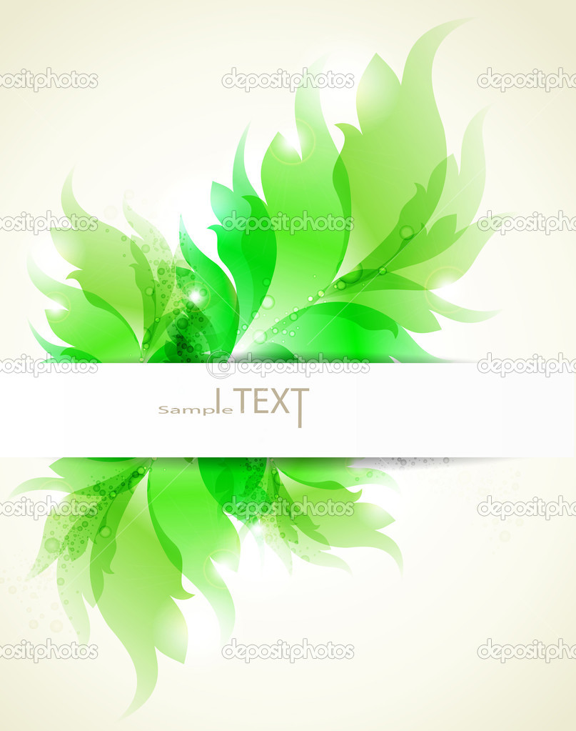 Eco brochure with branch of fresh green floral elements