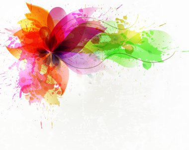 çiçek öğe ve renkli lekeleri ile sanatsal arka plan.