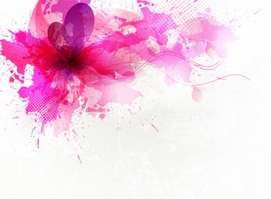 çiçek öğe ve renkli lekeleri ile sanatsal arka plan.