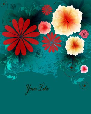 çiçek arka plan, elle çizilmiş retro çiçekler