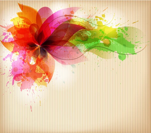 Arrière-plan artistique abstrait avec élément floral et taches colorées . — Image vectorielle
