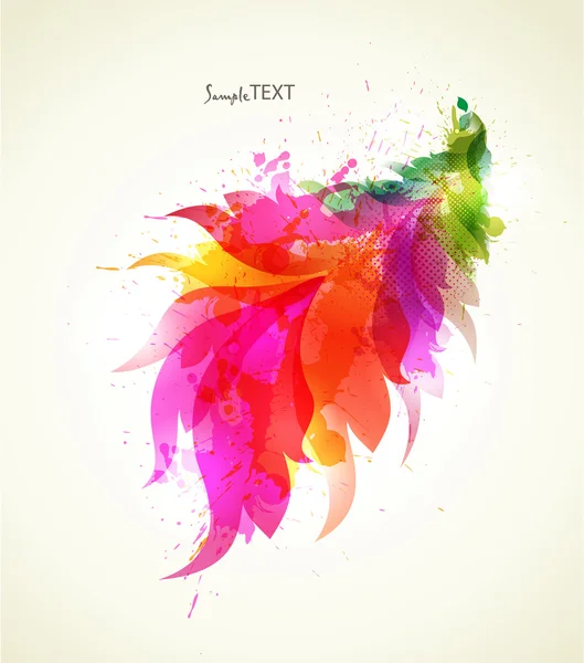 Arrière-plan artistique abstrait avec élément floral et taches colorées . — Image vectorielle