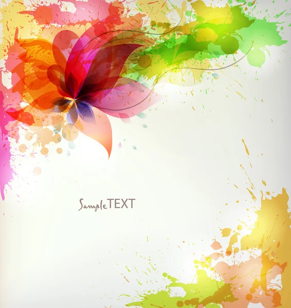 Abstrakt bakgrund med färgglada blommor och blotting. — Stock vektor