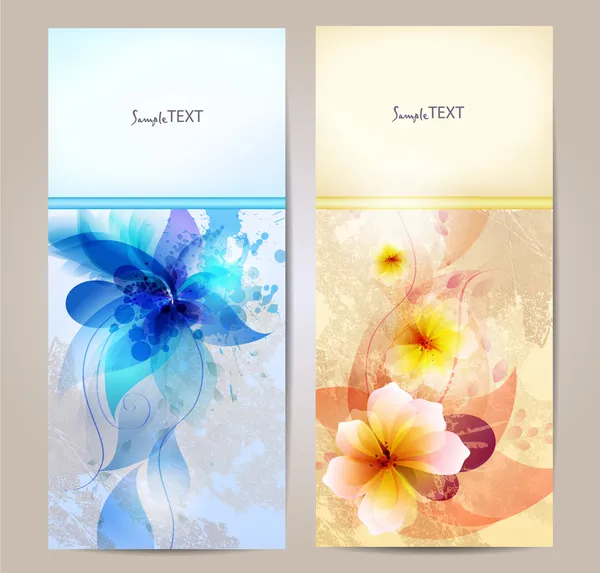 Αφηρημένη καλλιτεχνικό υπόβαθρο με floral στοιχείο και πολύχρωμο blots. σύνολο αφηρημένη κάρτες. — Διανυσματικό Αρχείο