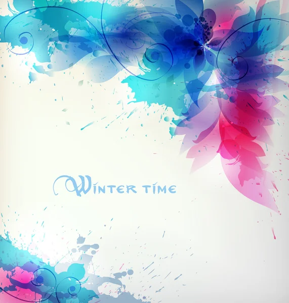 çiçek öğe ve renkli lekeleri ile sanatsal arka plan.