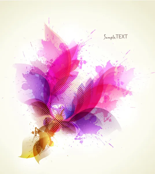 Abstract artistic Background with floral element and colorful blots. — Stock Vector