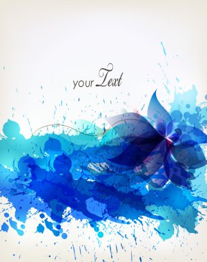 Mavi vektör çizim çiçek tasarım öğeleri ve açıkları ile