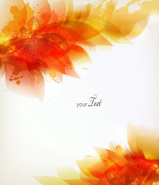 renkli çiçek ve açıkları ile turuncu arka plan.