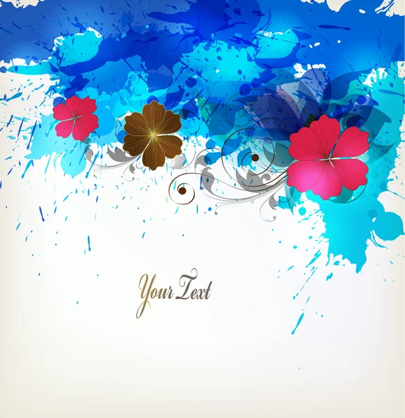 Blue abstract flower with colorful blots. — Stock Vector