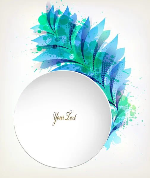 Abstract flower with blue elements, blots and place for your text. — Stock Vector