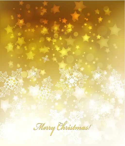 Elegant vektor jul bakgrund med stjärnor och vita snöflingor. — Stock vektor