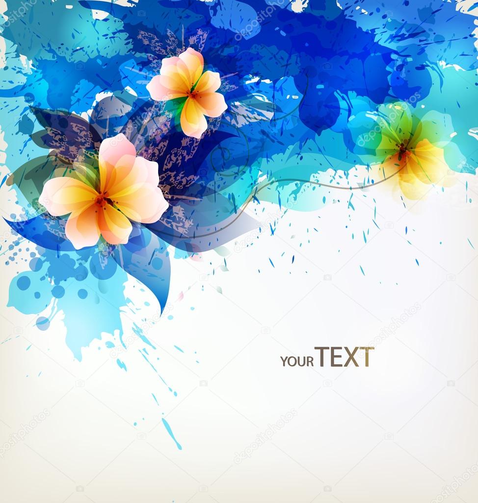 Fiore astratto blu con macchie colorate disegno vettoriale — Vettoriali di lyudo