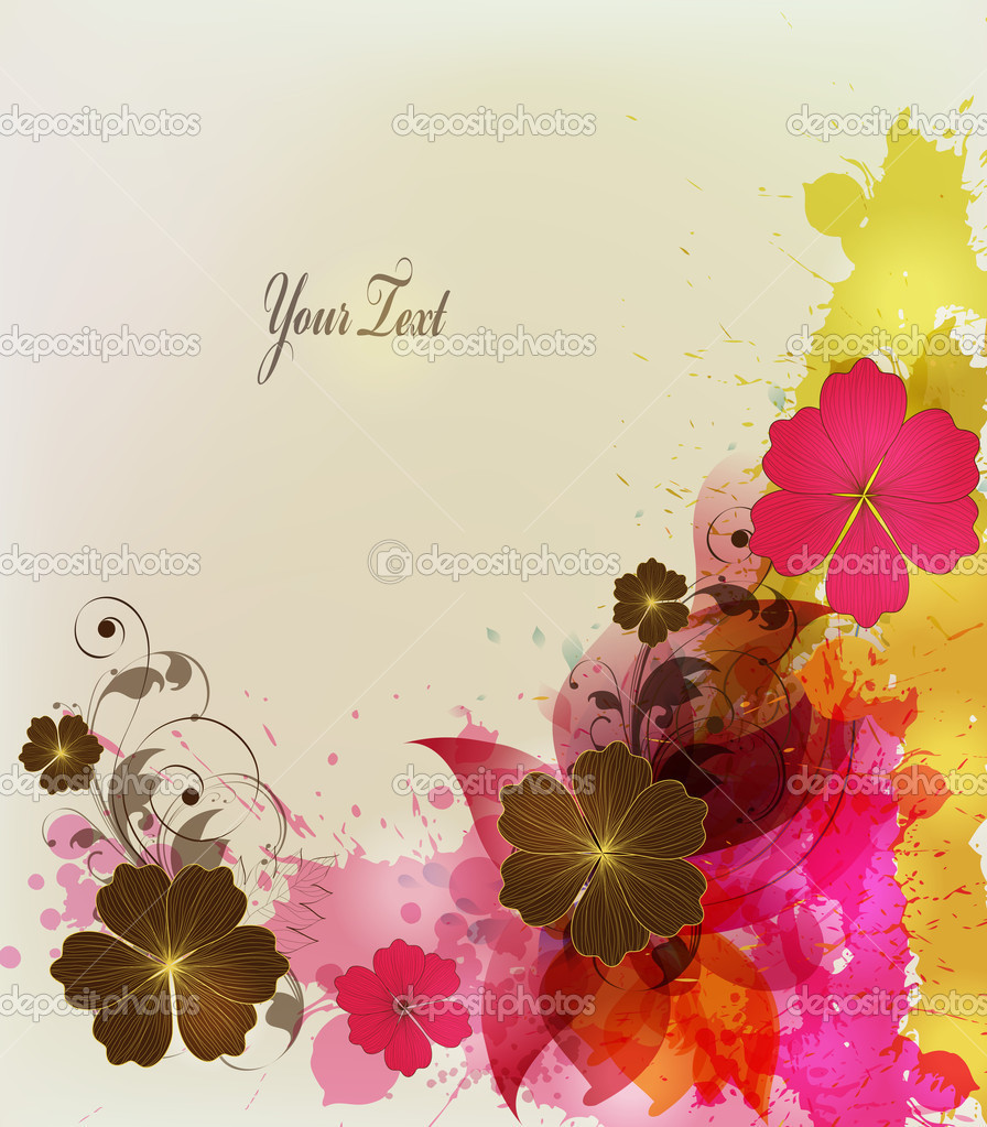 Sfondo astratto con fiori colorati e macchie disegno vettoriale — Vettoriali di lyudo