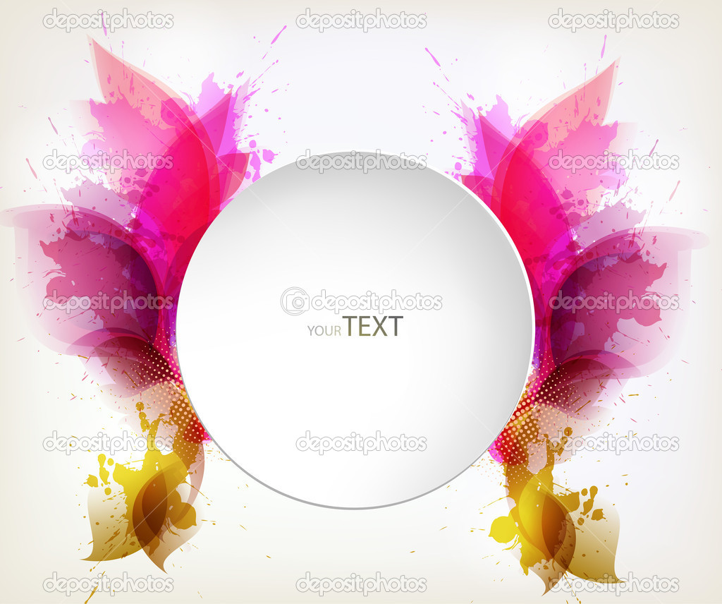 Abstract flower with colorful elements, blots and place for your text.