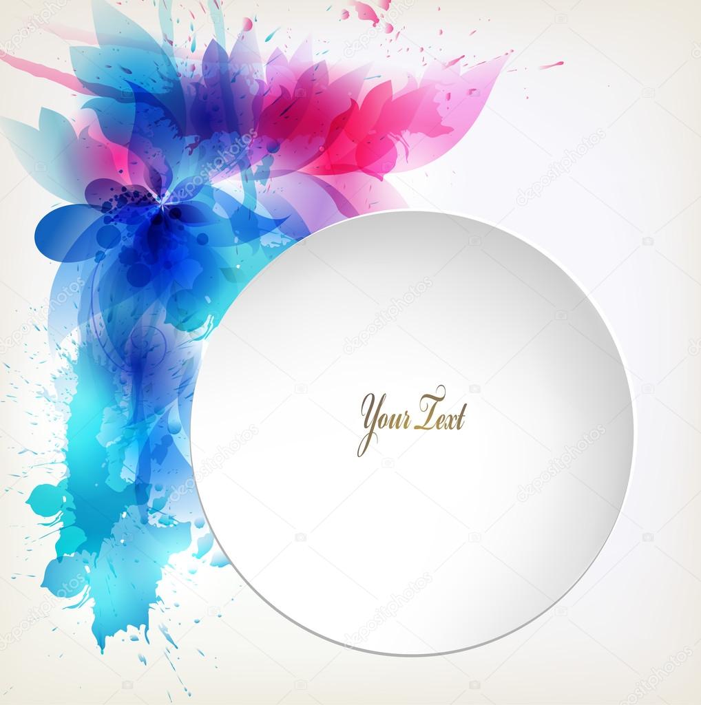 Abstract flower with color elements, blots and place for your text.
