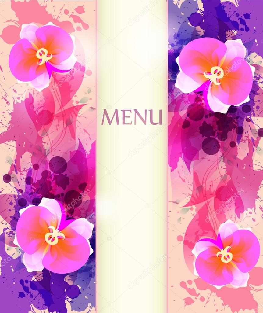 Design background with vintage flowers and colorful blots. Vector design