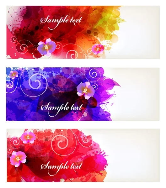 Aquarel vector set floral kaarten — Stockvector