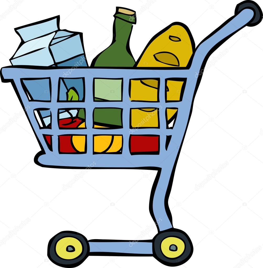 Vector: carrito compra dibujo | carrito de compras — Vector de stock