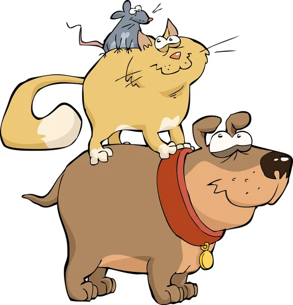 ᐈ Dibujo de perro y gato juntos animado de stock, vectores perro y gato