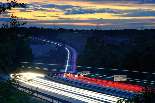 Auto-estrada à noite — Fotografia de Stock