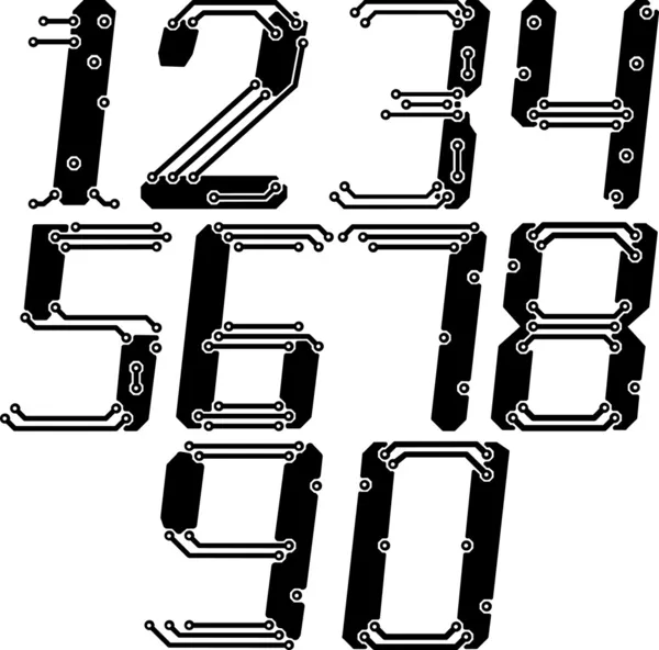 Eleganti numeri di fili elettrici pcb in corsivo — Vettoriale Stock