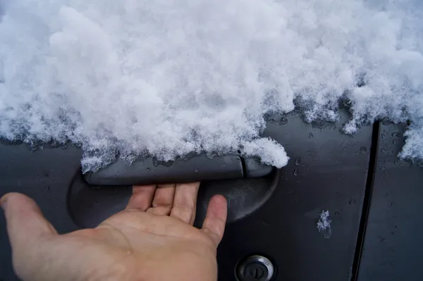 Car handle car frost — Stock Photo, Image