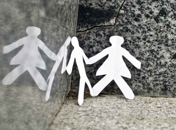Paper couple walking on the street — Stock Photo, Image
