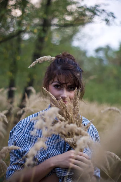 Chica posando en la hierba — Foto de Stock
