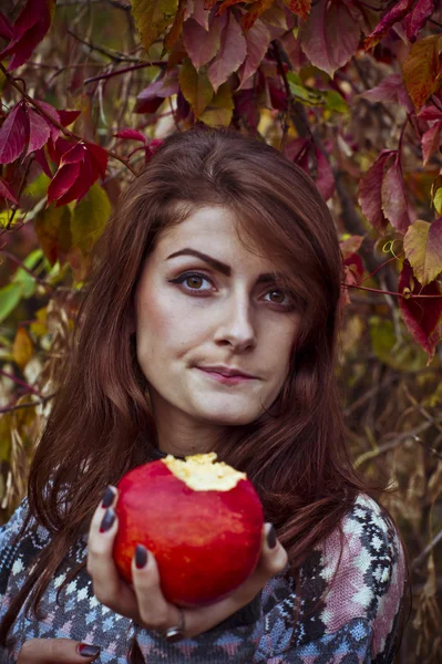 Meisje poseren in het forest in het najaar van — Stockfoto