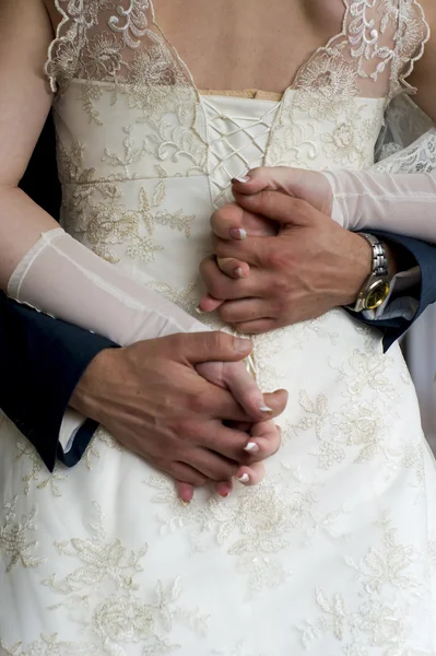 Groom bride hugging — Stock Photo, Image