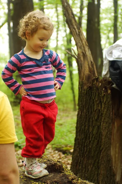 Schattig klein meisje in het park — Stockfoto