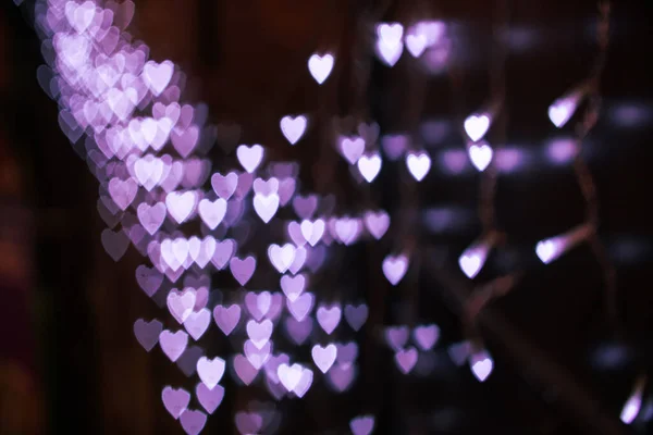 Ziua Îndrăgostiţilor Fundal Bokeh Inima Fundal Neclară Lumini Oraș Noapte — Fotografie, imagine de stoc