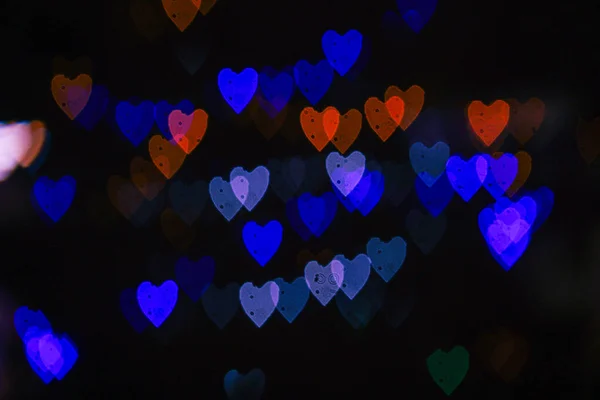 Valentijnsdag Achtergrond Hart Bokeh Achtergrond Wazig Achtergrond Nachtlampjes Vervagen Abstract — Stockfoto