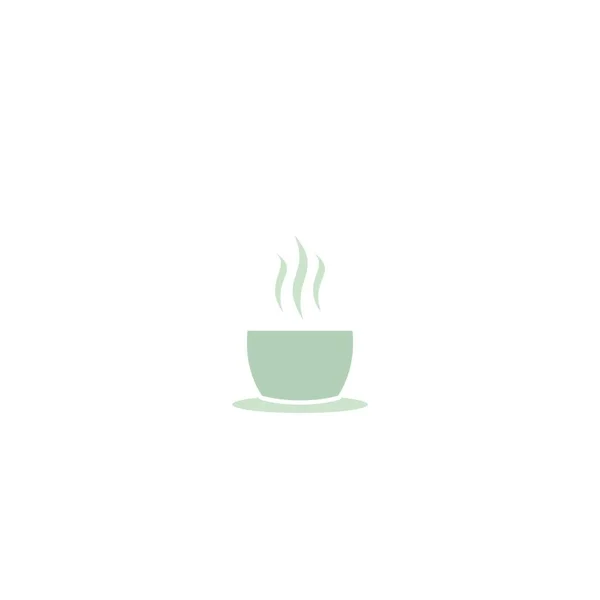 Hot Tea Cup Met Stoom Icoon Salie Groene Mok Met — Stockvector