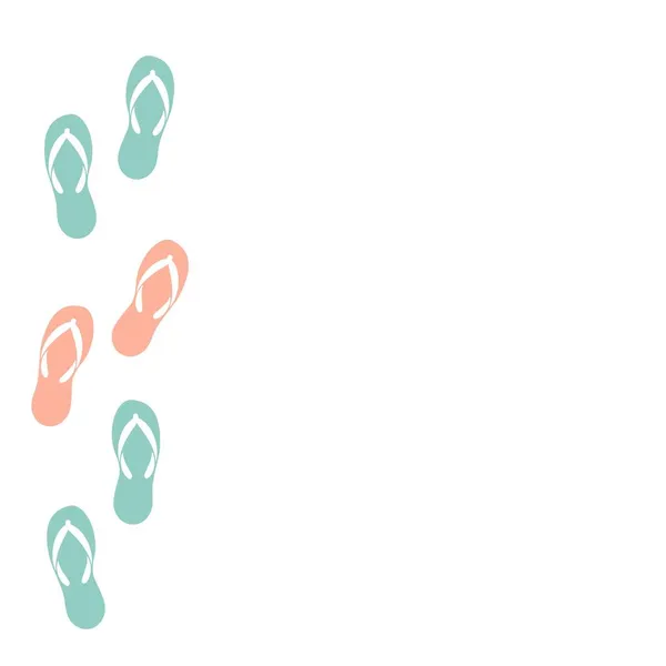 Background Blue Peach Slippers White Flip Flops Sandals Shoes Pattern — Stockvektor