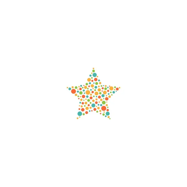 Shining Star Made Colorful Dots Icon Simple Flat Pictogram Isolated — Stock Vector