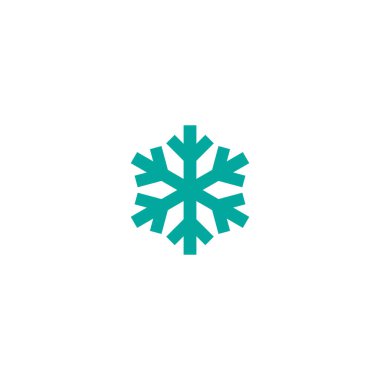 Mavi yassı kar tanesi simgesi beyaza izole edildi. Yeni yıl fotoğrafı. Vektör çizimi. Noel klibi sanatı. Soğuk, dondurucu ya da don etiketi. kış işareti.