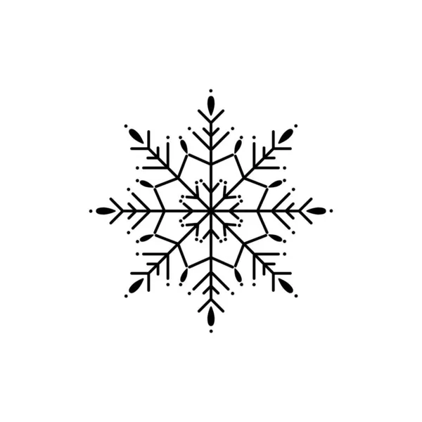 Negro Plano Contorno Copo Nieve Icono Aislado Blanco Pictograma Año — Vector de stock