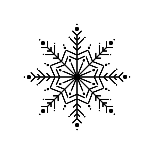 Μαύρο Επίπεδο Περίγραμμα Εικόνα Νιφάδα Χιονιού Απομονώνονται Λευκό Πρωτοχρονιάτικο Εικονόγραμμα — Διανυσματικό Αρχείο